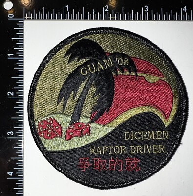 USAF 90th Fighter Squadron Dicemen Raptor Driver Guam 2008 Patch