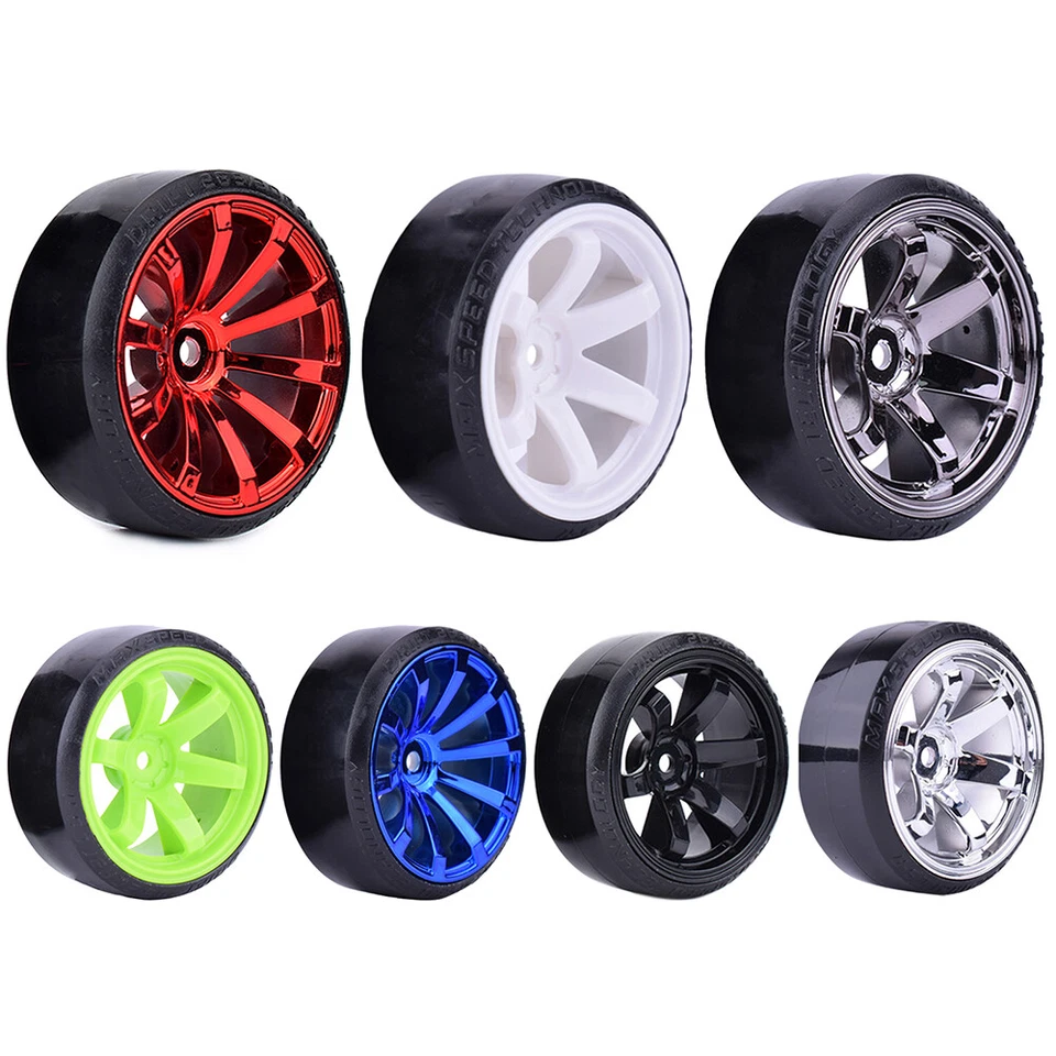 4x Hard Pattern Tyre Drift Tires Wheels 12mm Hex for HPI HSP 1:10 RC Racing Car - Image 2 of 4