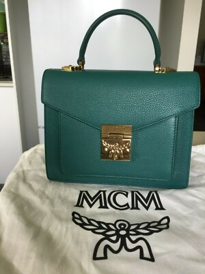 MCM Munchen Z9332 Green Made Italy Crossbody Shoulder Bag