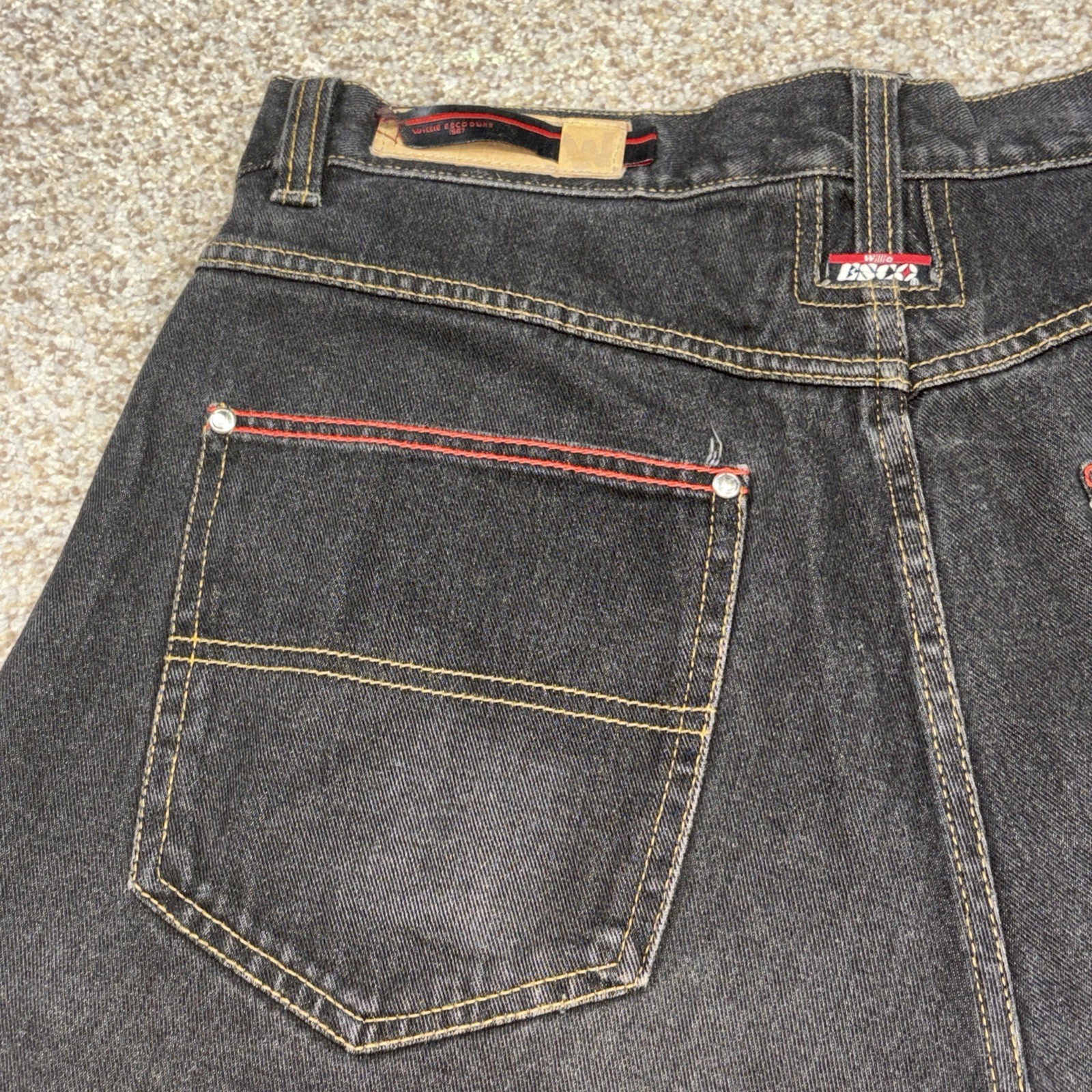 Willie Esco Duns Mens Jeans 38x34 Baggy Hip Hop Jeans Black Denim Fits 35x27.5 - View 17