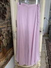 St John Evening Chiffon Pants Petal Pink Silk Lined Wide Leg Pant w/ Slit SZ 10
