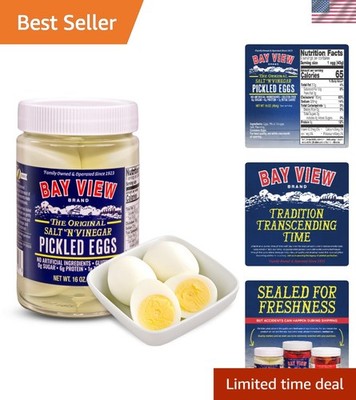 Authentic Salt 'N Vinegar Pickled Eggs, Boiled & Peeled   16oz Family-Run Flavor