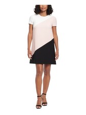 LONDON TIMES Womens Pink Short Sleeve Above The Knee Shift Dress 12