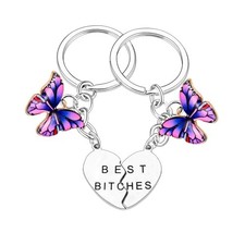 Best Bitches Keychain Set - Funny Best Friend Friendship Gift - 2PCs Heart