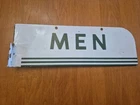 VINTAGE TEXACO RESTROOM MENS LADIES SET FLANGE 15” PORCELAIN SIGN DOUBLE SIDED