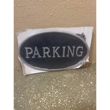 Oval Black Parking Sign Metal Address Plaque Home Decor Rustic Driveway