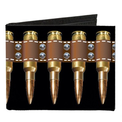 Canvas Bi-Fold Wallet Printed Bullets Pattern