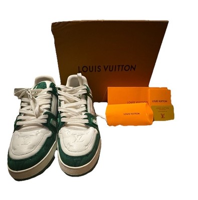 Authentic Louis Vuitton LV Trainer Green White Sneakers US 9 w/ Receipt