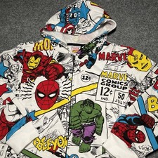 Marvel Comics Mad Engine Hoodie Boys 7 White All Over Print Comic Zip Up 2014
