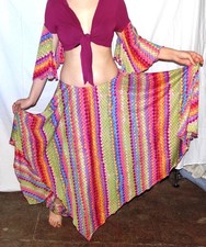 Super soft belly dance outfit - tie top, harem pants, handkerchief hem overskirt