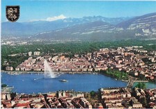 SWITZERLAND GENEVA AERIAL VIEW OF THE CITY AND MONT BLANC