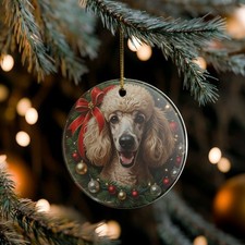Poodle Collectible Ceramic Christmas Holiday Ornament