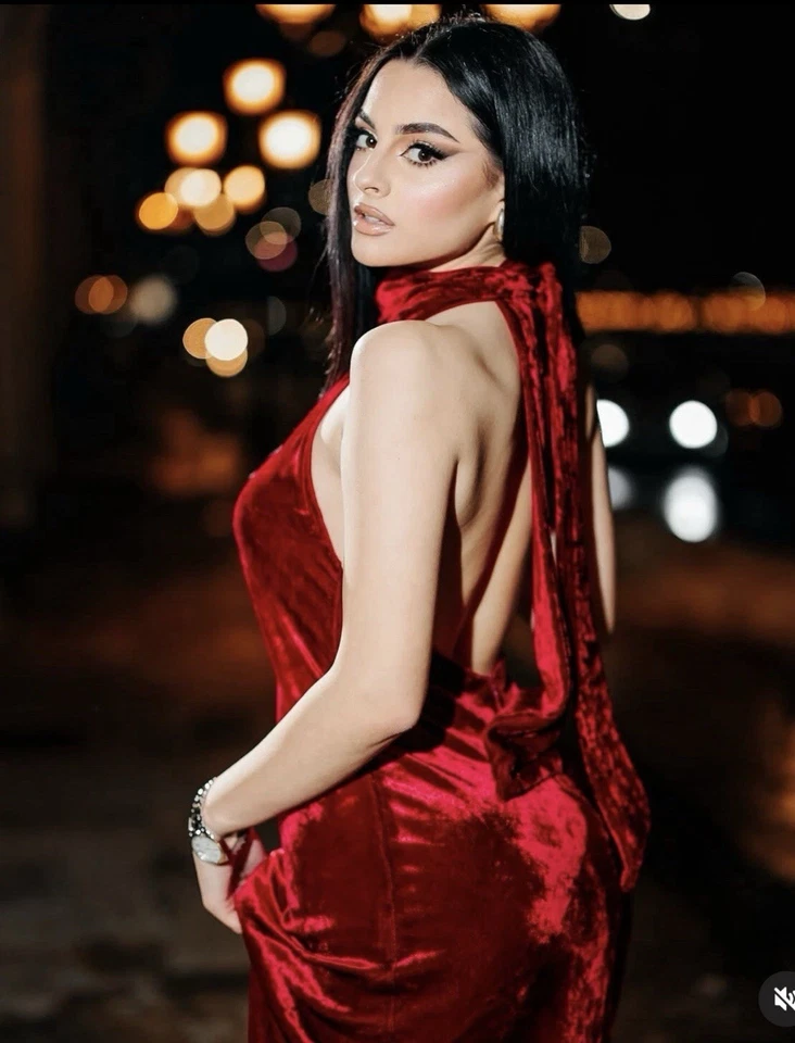 ZARA ЖЕНЩИНА КРАСНОЕ ВИНО БАРХАТ МАКСИ ПЛАТЬЕ. (Маленький) - Изображение 4 из 4