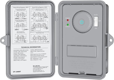 Pool Pump Timer, Heavy Duty Outdoor Smart Wi-Fi Timer Box, 2HP 40A Max, 120, 240