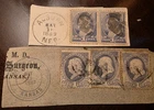Vintage US Stamp One Cent Franklin Strip Of 3 ++ Used