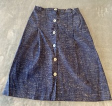 Vintage 70  s A-Line Skirt Button Front Pleated Waist Sz 27in.