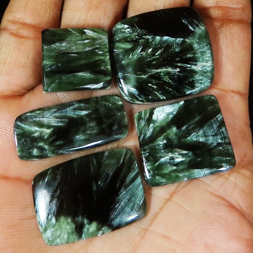 Séraphinite Naturelle En Cabochon Coussin Carré 44.06 Carats - Vert à Reflets - Neuf
