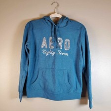 Aeropostale Hoddie Women  s Size Medium Pullover Flowered Logo Sequins M