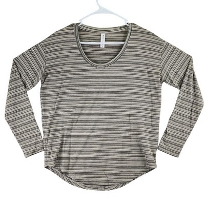 Athleta Striped Scoop Neck Long Sleeve Top Women S Black White Casual Relaxed
