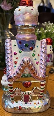 Retired Christopher Radko  Sugar Shack Candy Jar With Lid Christmas Holiday