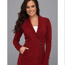 Lucky Brand Women's Lucky Lotus Soft Long Boho Maroon Cardigan Sweater Size 1X