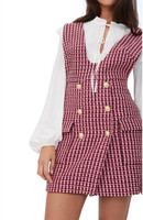 Maje Kleid Multicolor Gr. 38 FR / UK 10 Damen Tweed Latzkleid MFPRO01521