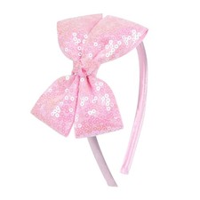 Pink Sequin Bow Headband for Girls - Boutique Style 1 Count Pack of 1 ,