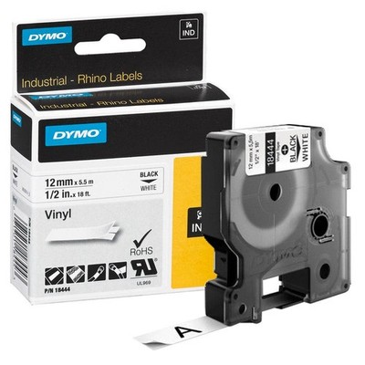 DYMO Schriftband RHINO  18444, 12 mm, schwarz auf weiß, 1 St.