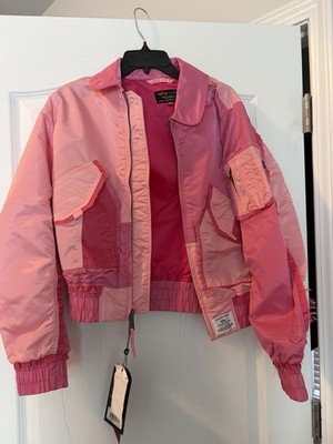 Alpha Industries MA-1 Womens Pink Colorblock Bomber Jacket XS Full Zip Pockets