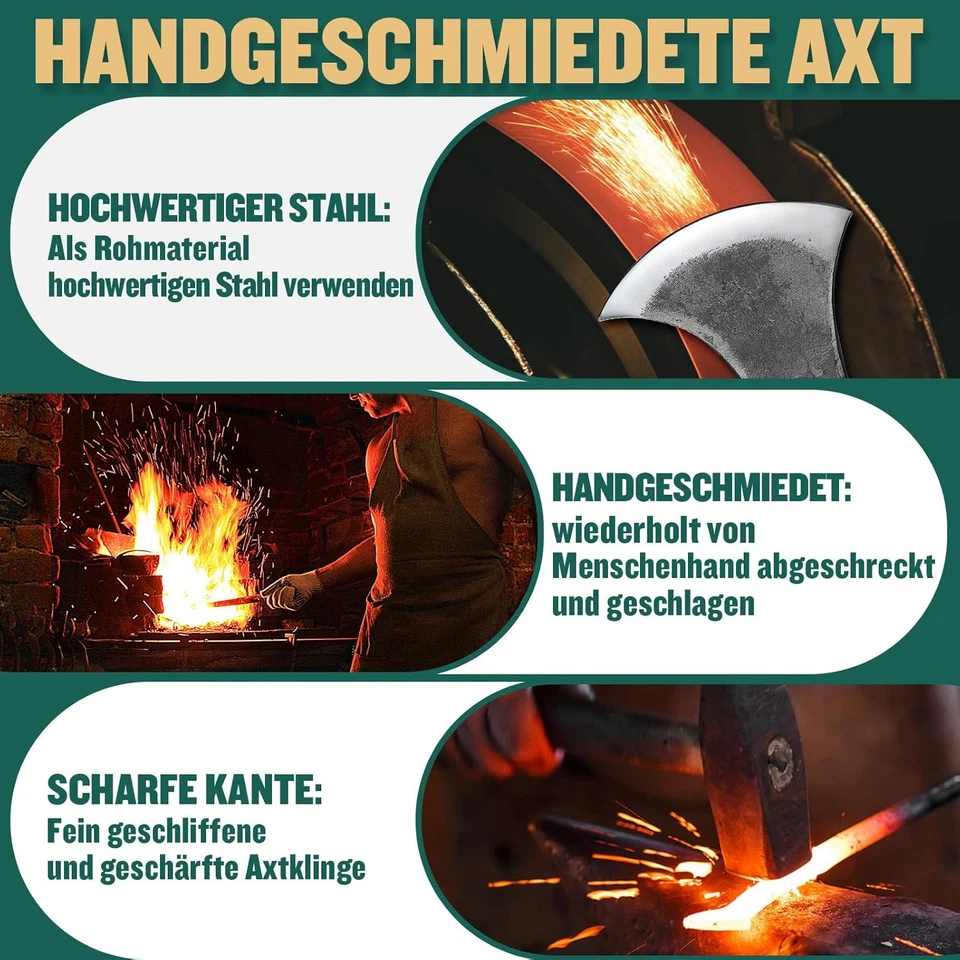 Beil Axt Outdoor Mit Scheide 40CM Äxte Holz Spalten Campingäxte Wikinger Surviva - Bild 4 von 4