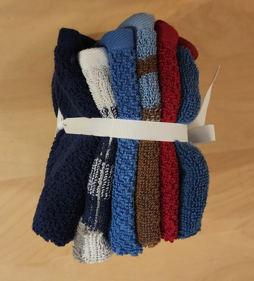 Nuevo paquete de 6 paños de baño para niños Circo Pirate Themed 12" x 12" Foto 4 de 4