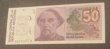 ARGENTINA 50 Cincuenta Australes, 1986, AU Banknote