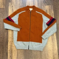 THE Korner Fall Angora Sweater Orange and Gray Fulls Zip-Up Women's Med/Lrg