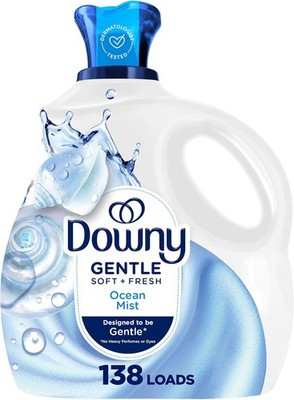 Gentle Soft Fresh Fabric Softener Liquid Ocean Mist Scent 93 FL OZ 138 loads