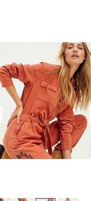 Free People Claudia Coveralls Jumpsuit Indian Arrow EUC M 