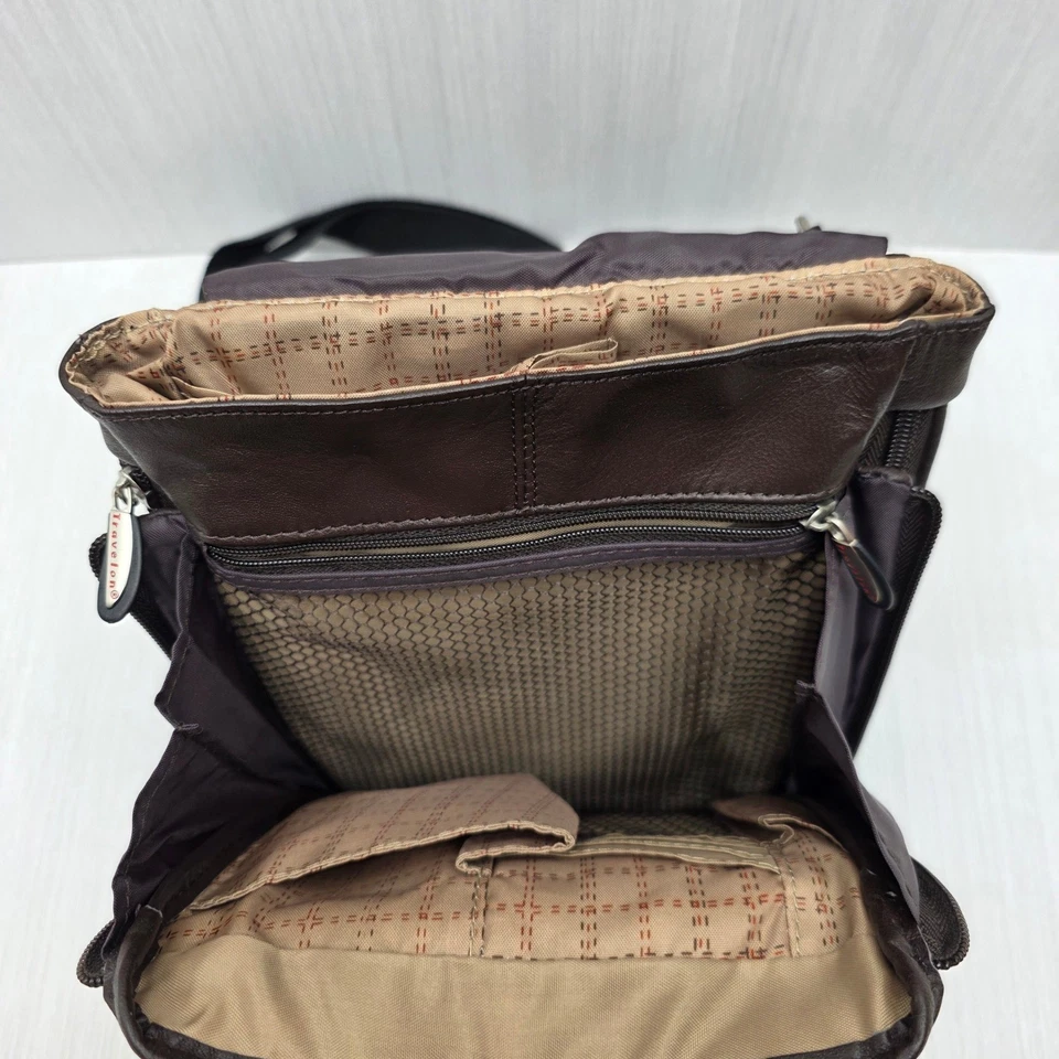 Bandolera de cuero Travelon marrón antirrobo cartera de hombro Foto 4 de 4