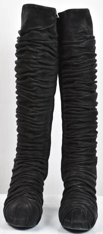 Yves Saint Laurent Women's SuedE Knee Booties Heels Shoes Size 36 - 5.5 US - Image 3 of 4