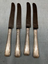 4 Vintage International Silver Co. Sterling Handled Table Knives Courtship