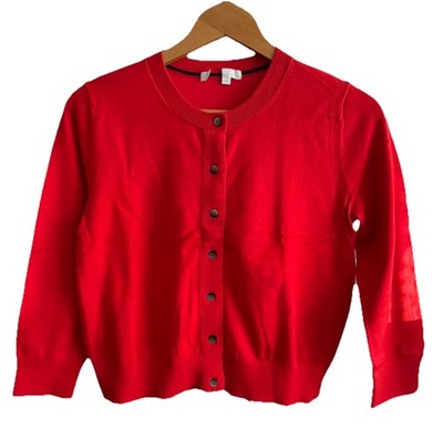 Boden Amelia Cotton Crop 3/4 Arm Strickjacke Deep Orange K0104 Gr. S *Last One*