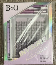B&Q ~Flora Lash Cluster Kit 8-18mm Hybrid Lash Cluster~ Tweezers ~ Brush~ Bond