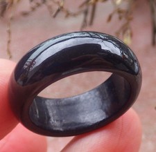 Video Certified Black Burma A Jadeite Jade Round Circle Ring NO. 7.75    404891