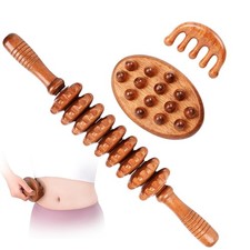 3-in-1 Wood Therapy Massage Tools Wooden Lymphatic Drainage Massager Maderote...