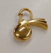 Herm s Cadena Padlock Shooting Star Bag Charm 1999 Gold Lock Used Authentic