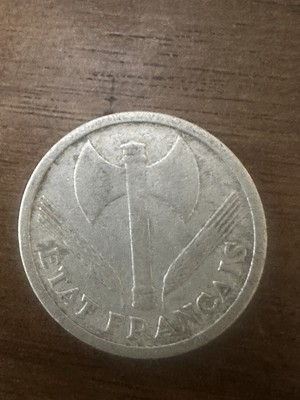 2 FRANC 1943 TRAVAIL FAMILLE PATRIE ETAT FRANCIS Coin Token Double Axe Aluminum