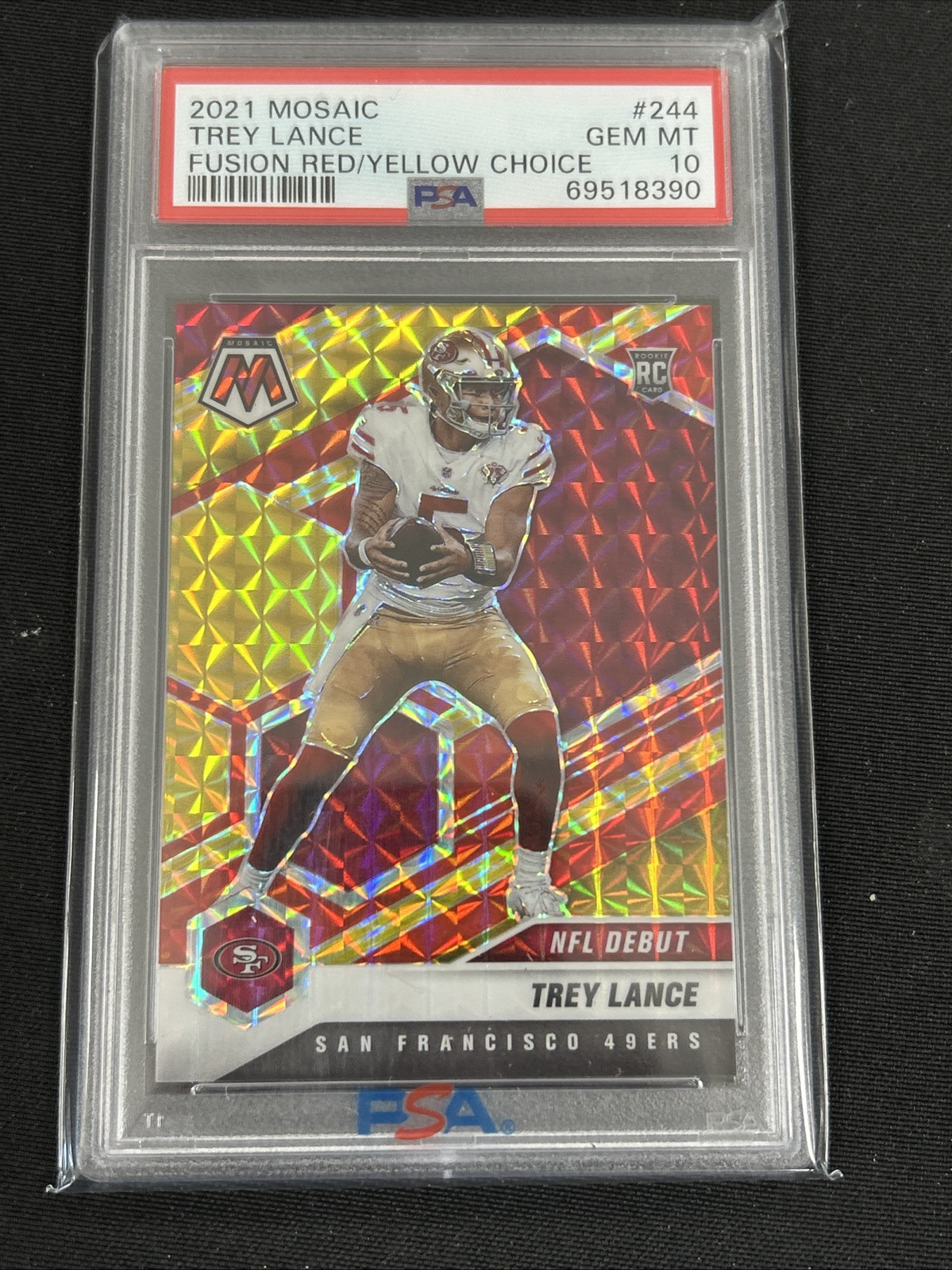 Trey Lance 2021 Mosaic Fusion Red/Yellow Choice RC /80 PSA 10 #244