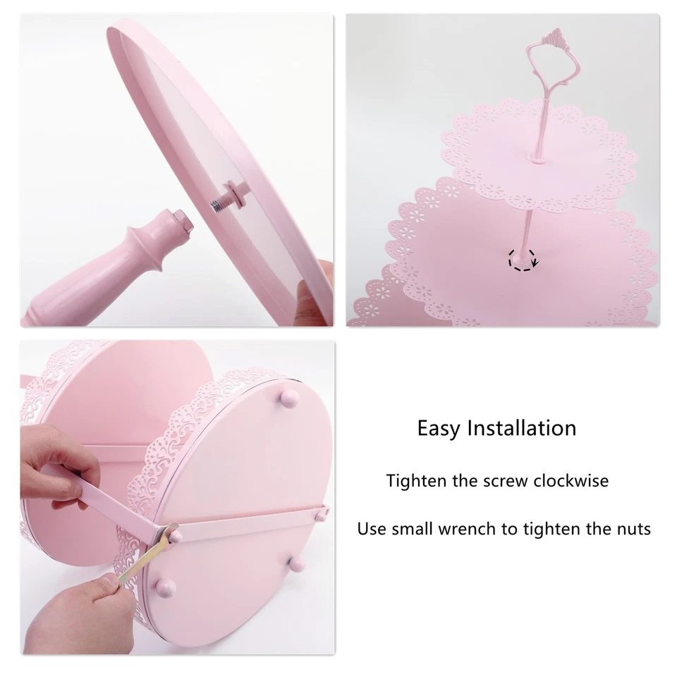 Набор из 6 розовых подставок для тортов, многоярусный держатель для кексов пьедестал дисплей для тортов стол... - Изображение 4 из 4