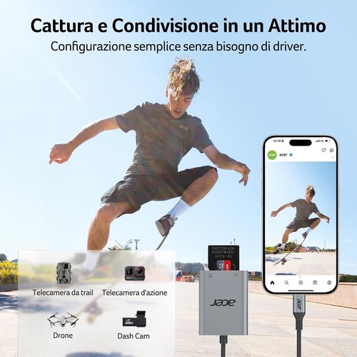 acer Lettore di schede SD USB C, Adattatore Schede di Memoria MicroSD USB C 5Gbp - Foto 6 di 9