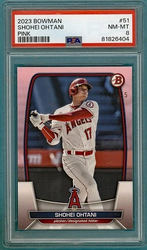 2023 Bowman Shohei Ohtani Pink /175 #51 PSA 8! Angels! MVP!