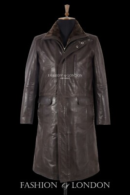 Lange knielange braune Herrenjacke im Lederstil Mantel Daryl Dixon