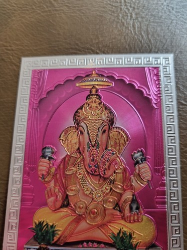 Imagen Imagen Imagen Dios Hindú Ganesh Bendición Chapado a Mano Billetera en Relieve India Rosa - Imagen 6 de 13